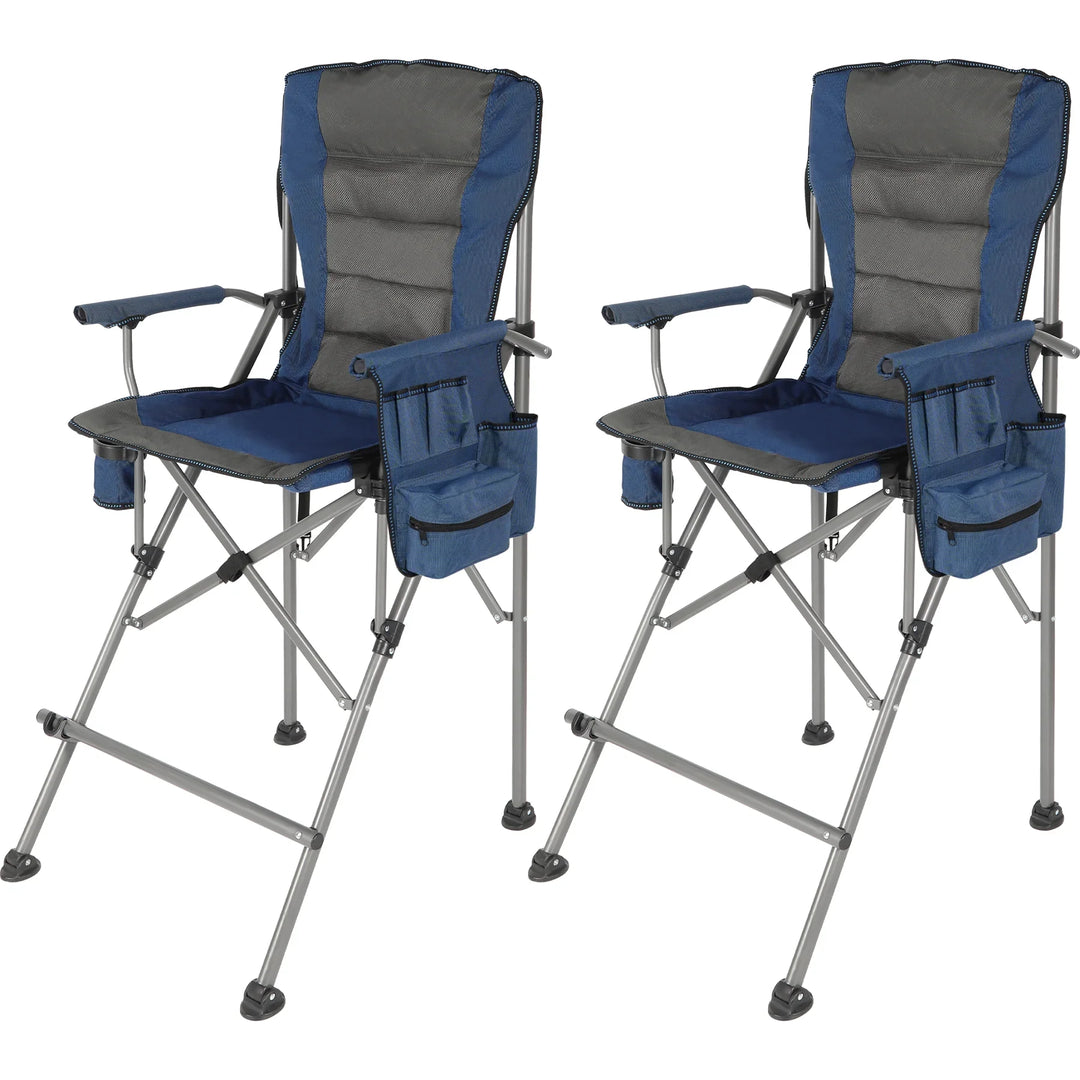 31-Inch Extra Tall Folding Chair, Tall Camping Chair with High Back, Hard Arms and Footrest