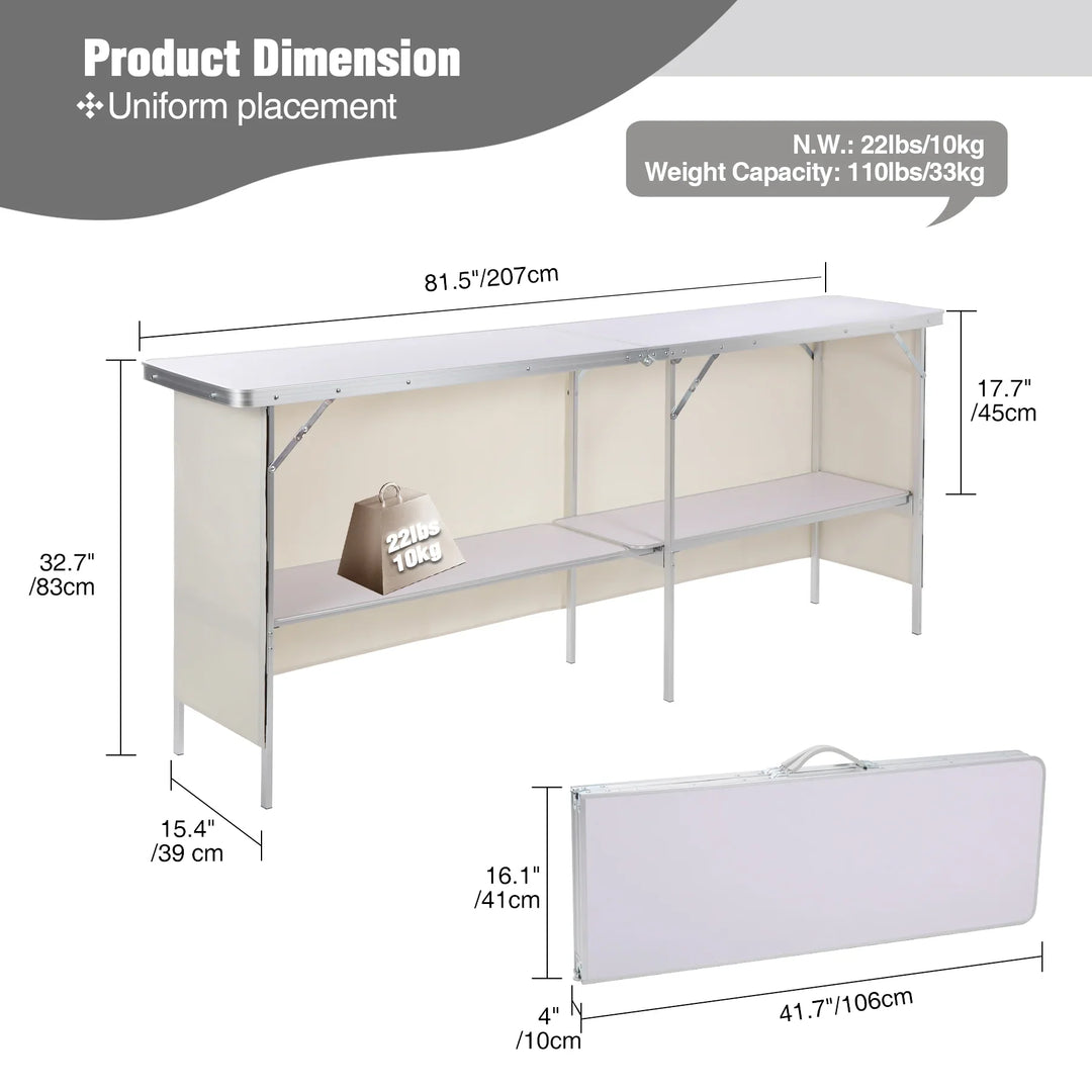 Table de bar portable pour événements avec double couche 