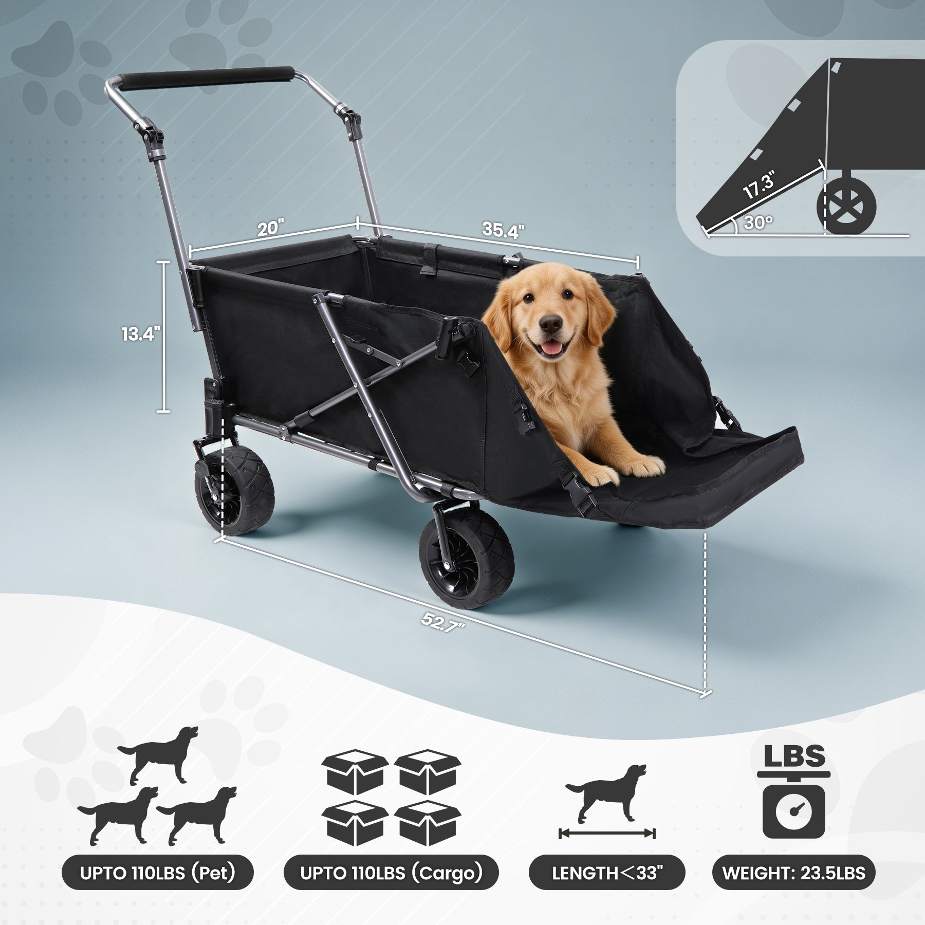 Chariot pour chiens de grande taille