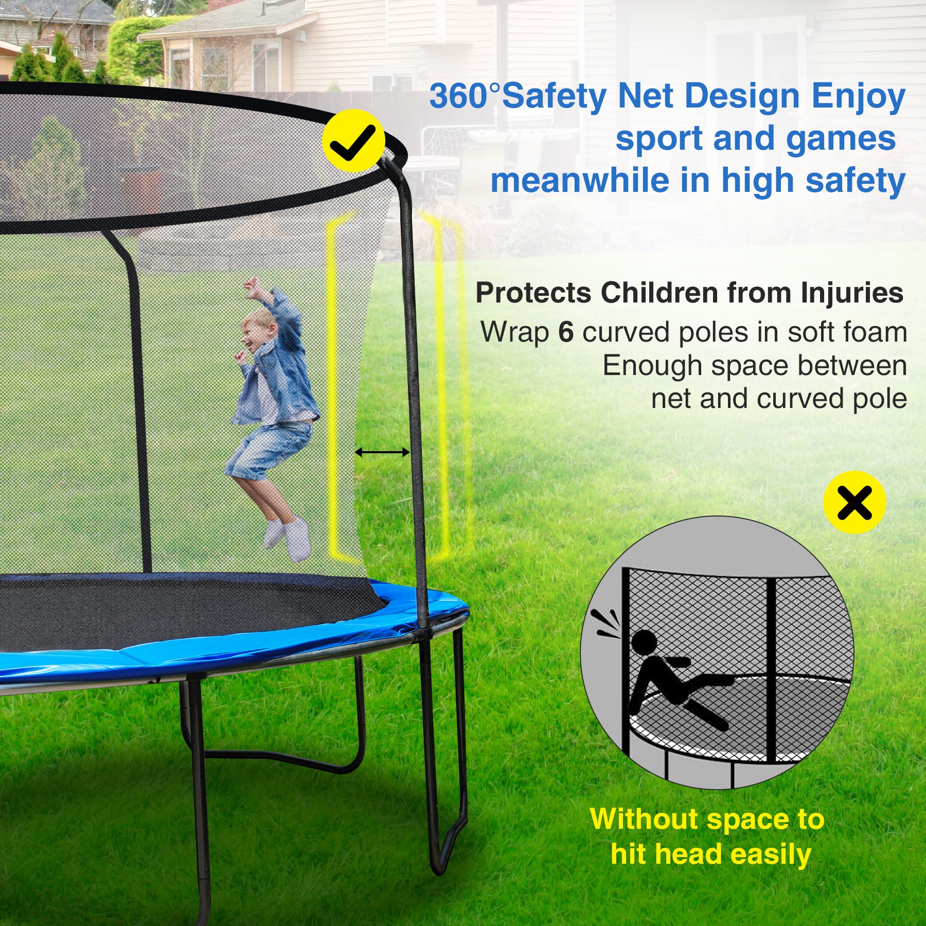 14' Round Outdoor Trampoline with Safety Enclosure