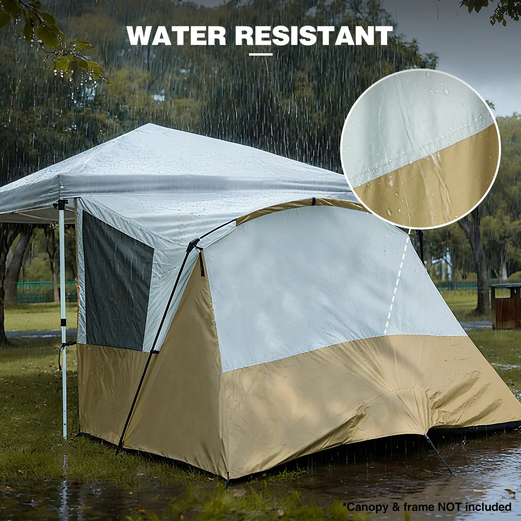 canopy camping tent Beige 4-6 Person Side Tent for 10'x 10' Pop Up Canopy Tent