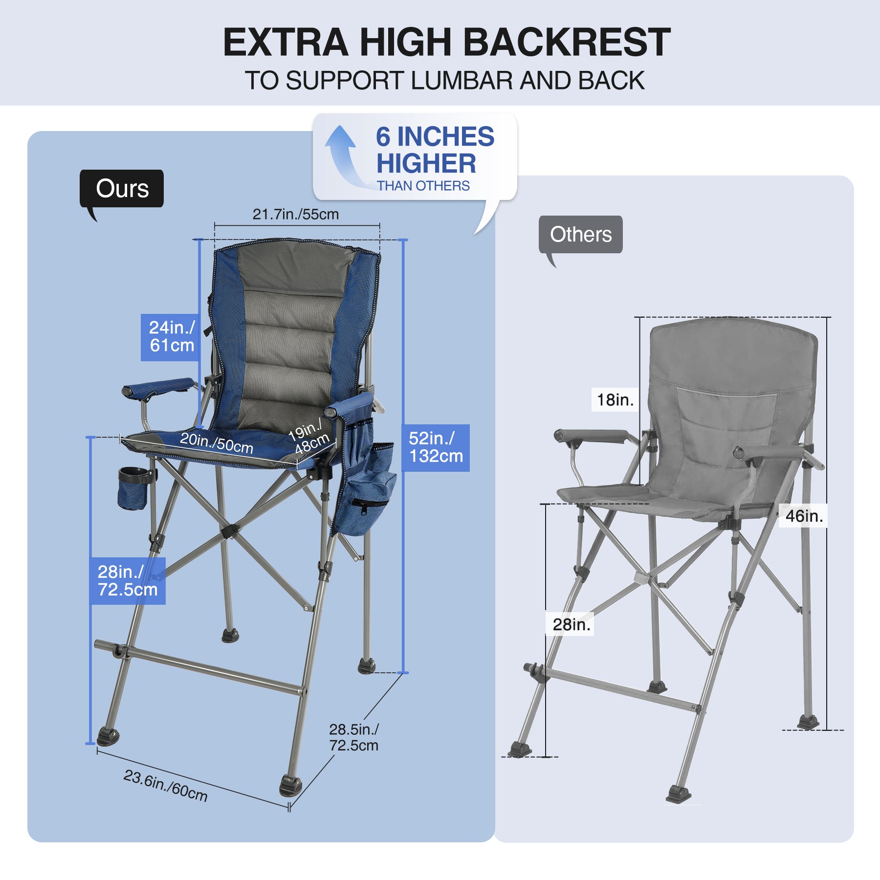Extra Tall Folding Chair with High Back and Hard Arms