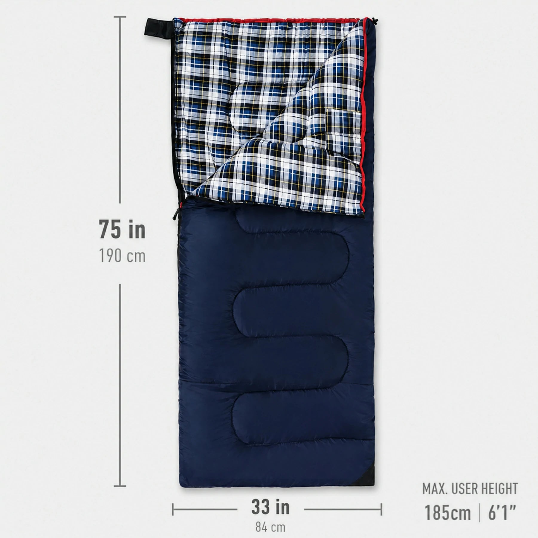 Cotton Flannel Rectangular Sleeping Bag 32–77°F