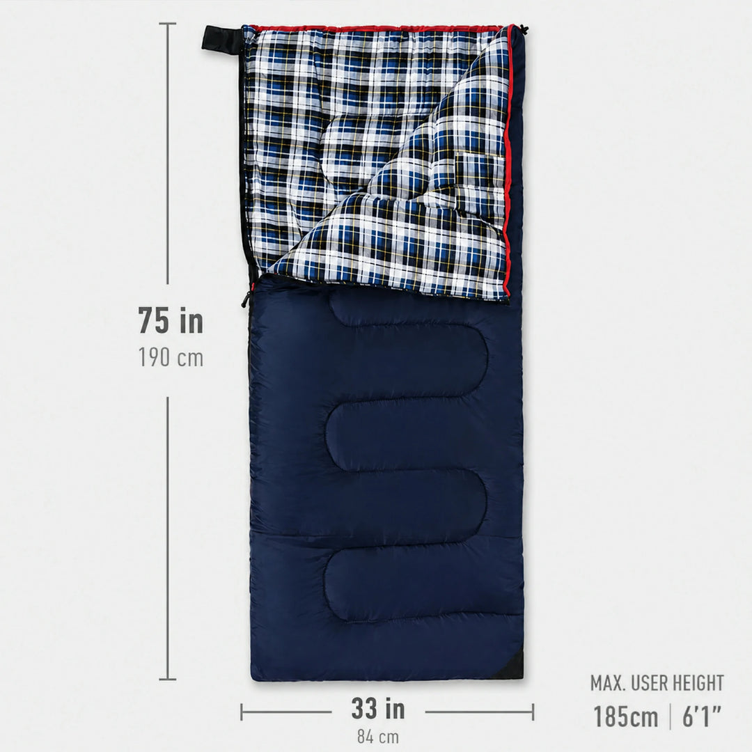 Cotton Flannel Rectangular Sleeping Bag 32–77°F