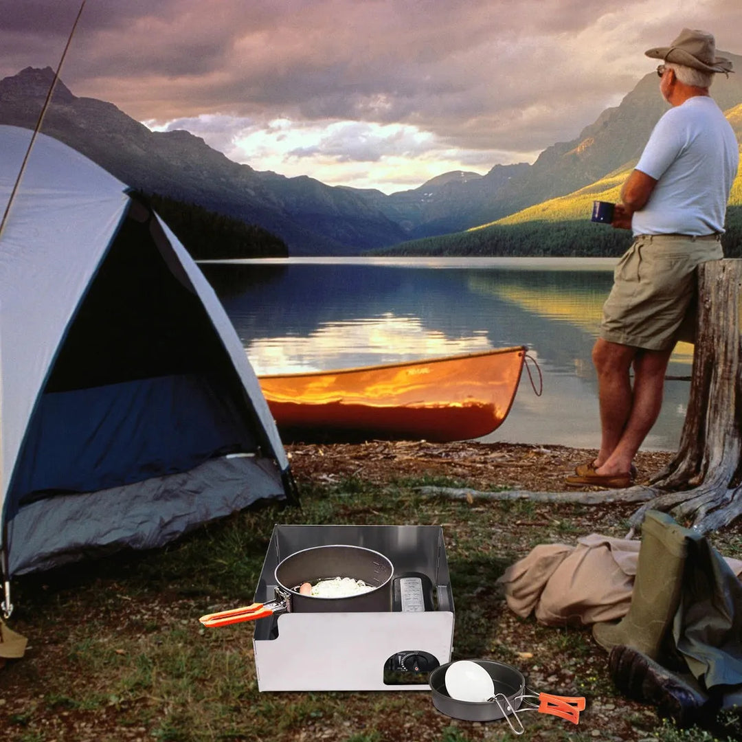 Folding Stainless Steel Stove Windscreen for Outdoor - Redcamp