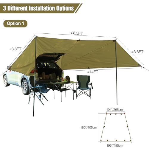 Waterproof Car Awning Shelter Tent with Carrying Bag