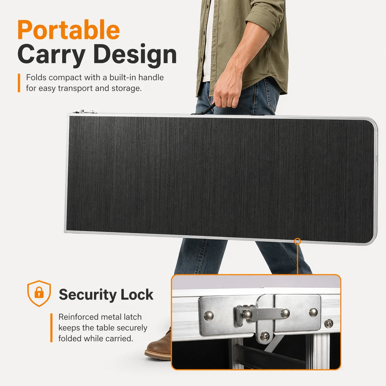 Extra Long Folding Portable Bar Table for Events with Double Layer