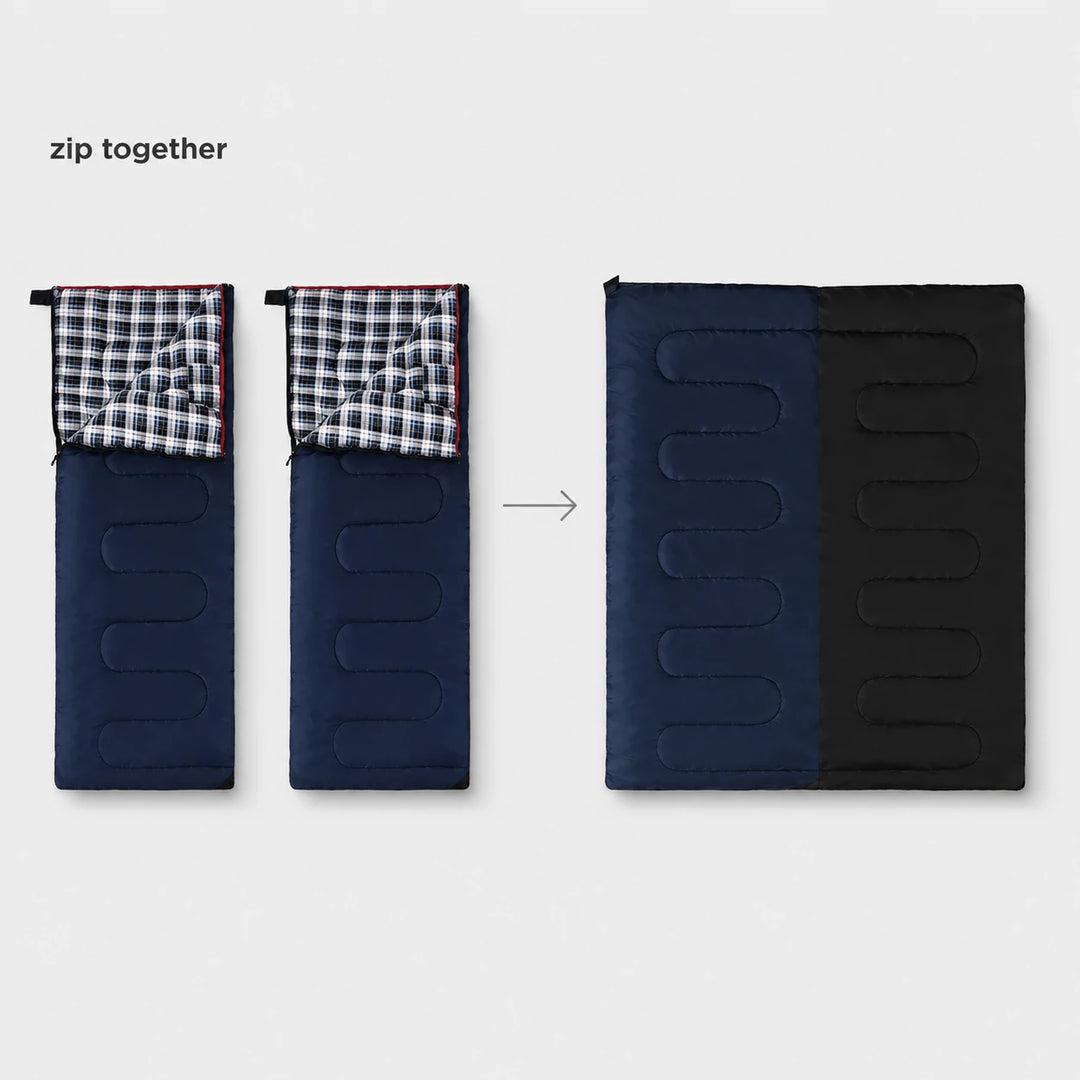 Cotton Flannel Rectangular Sleeping Bag 32–77°F