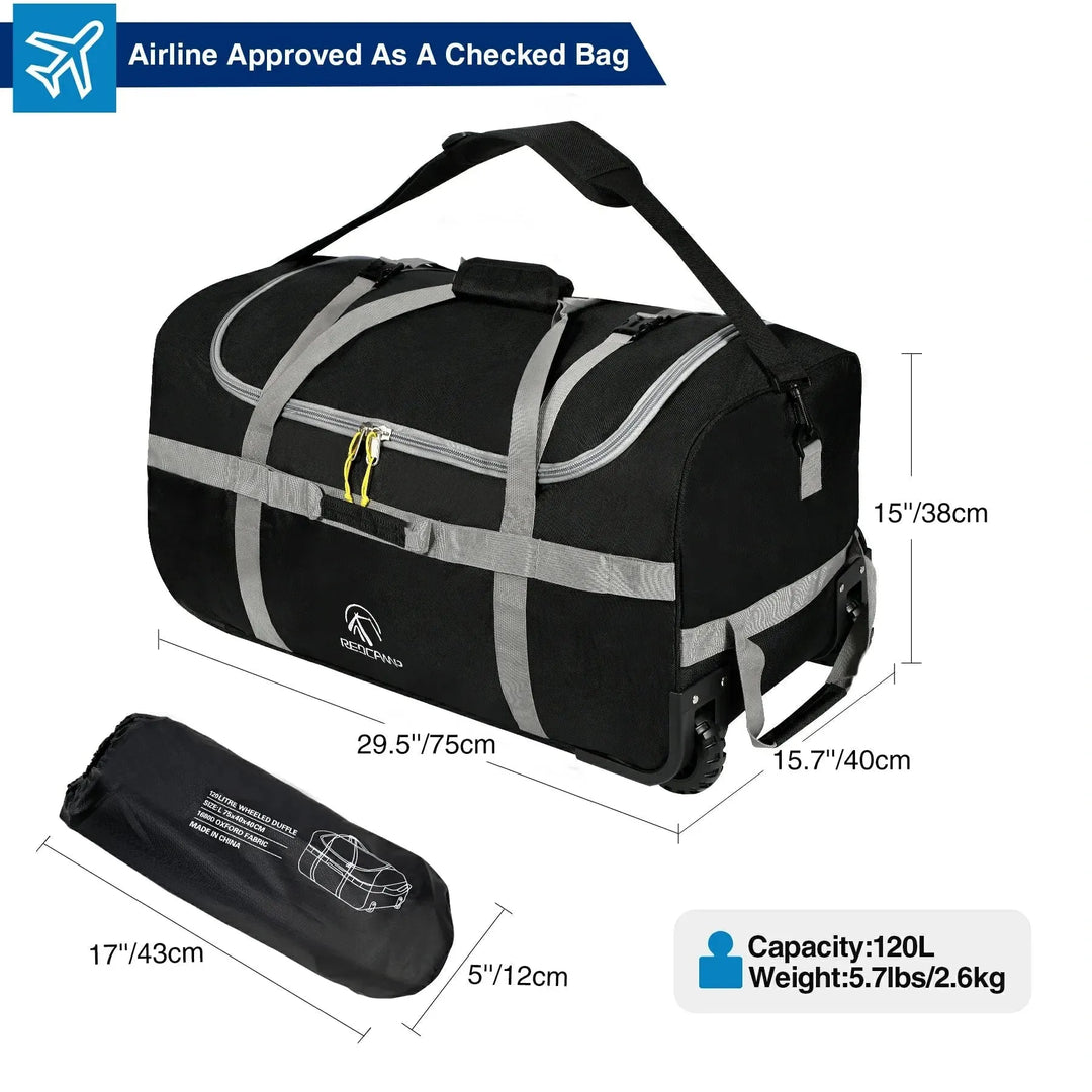 Foldable Duffle Bag with Wheels for Travel 85/120L - Redcamp