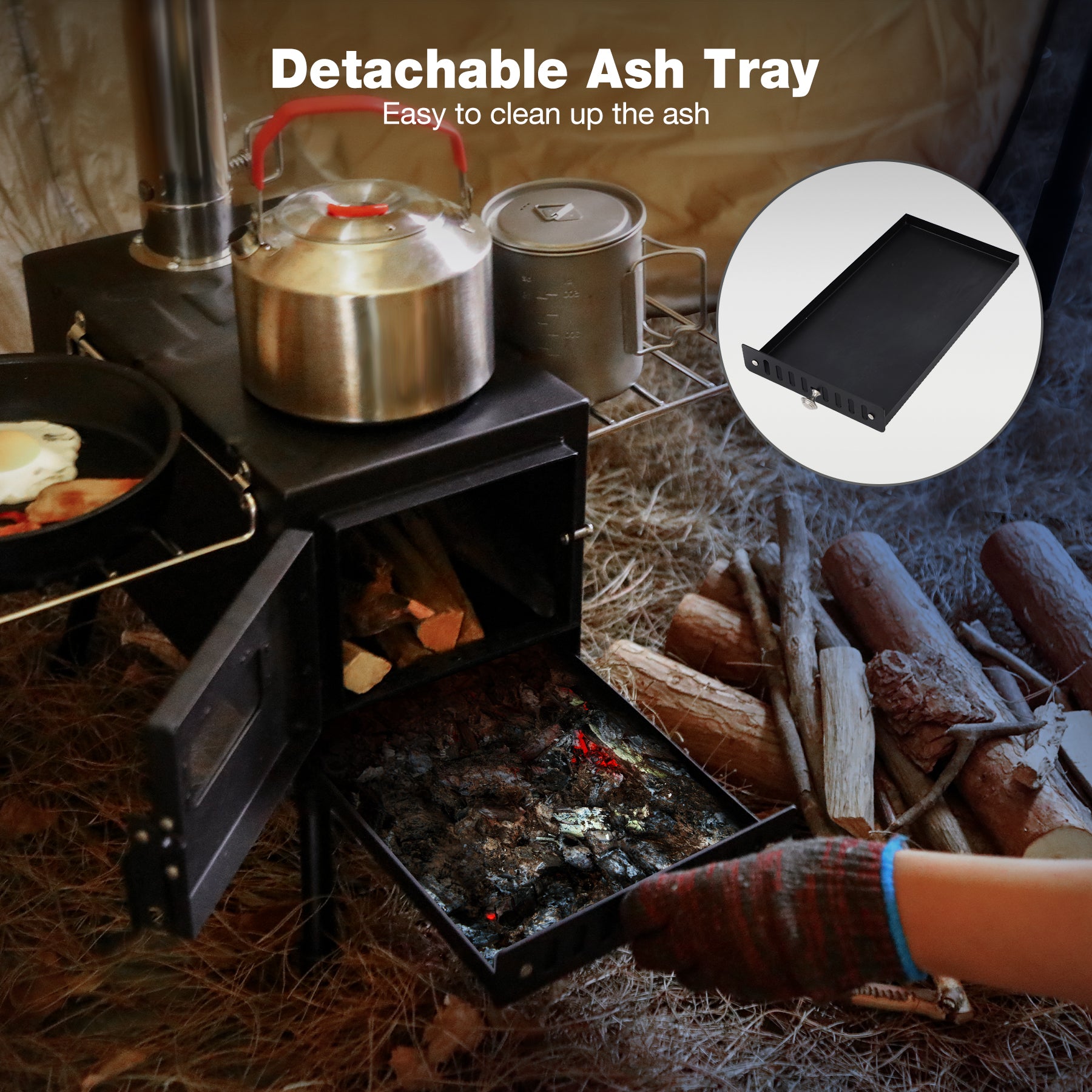 Hot Tent Stove with 6-Section Chimney & Dual Side Racks