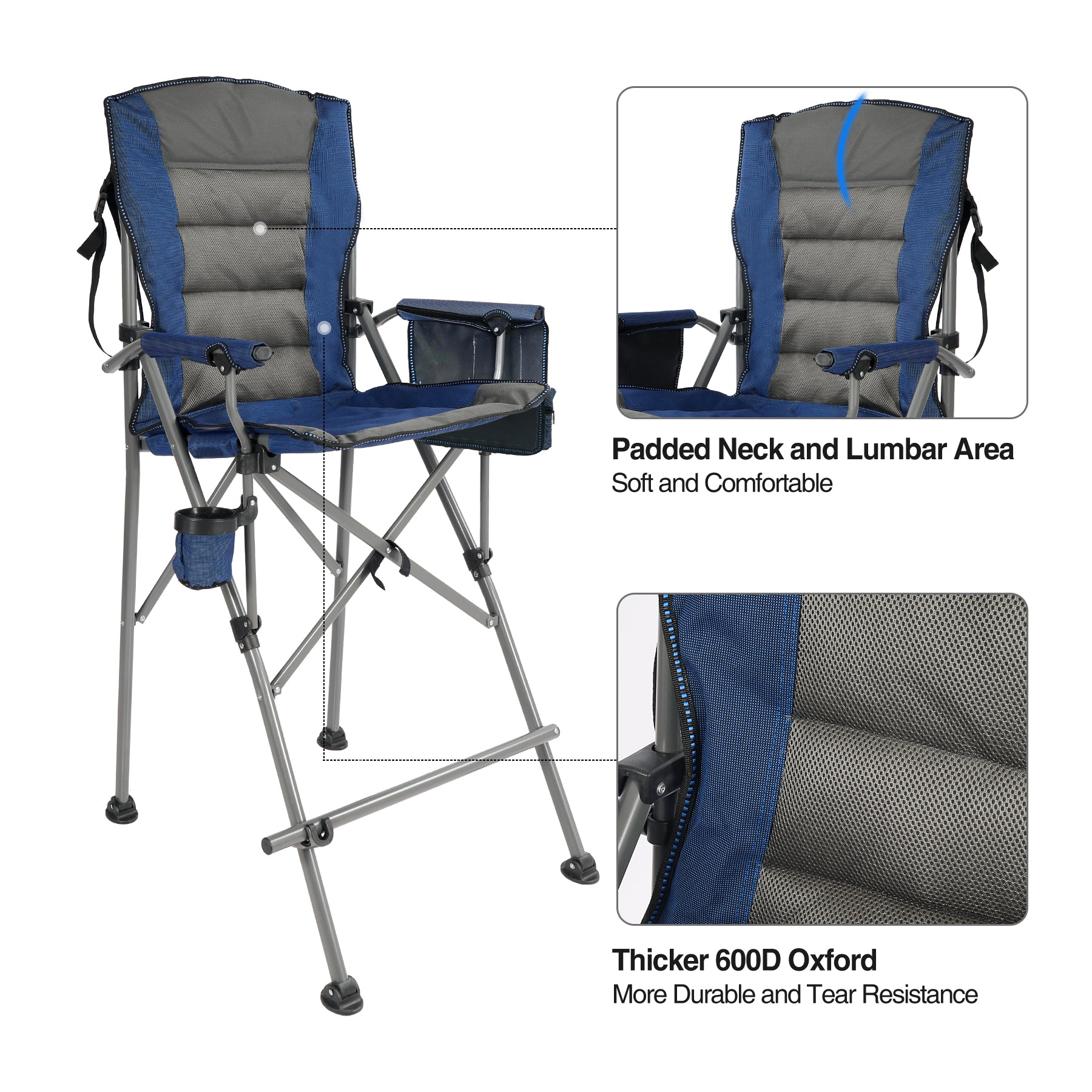 Extra Tall Folding Chair with High Back and Hard Arms