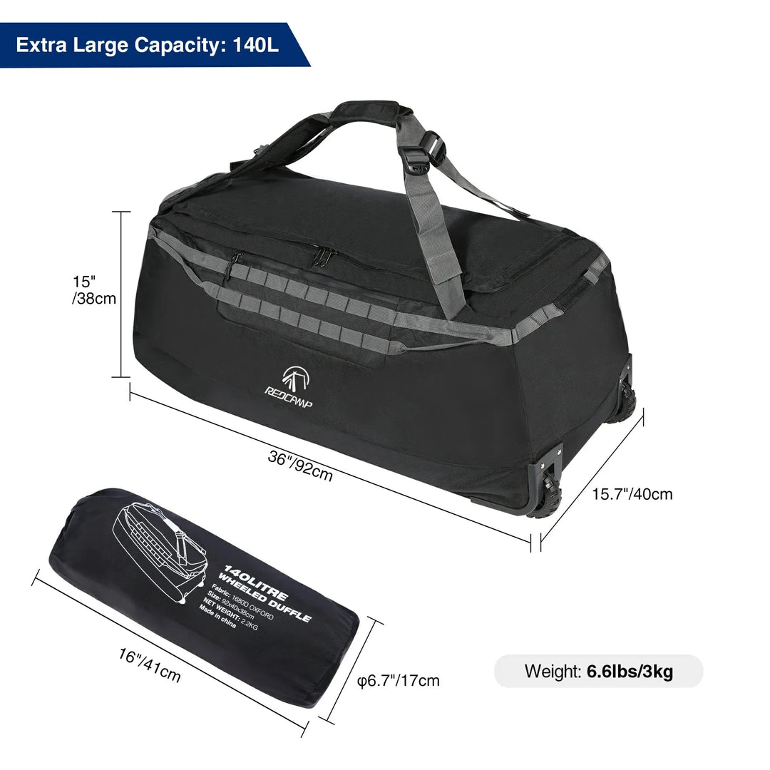Large Duffle Bag with Wheels and Backpack Straps 100/120/140L - Redcamp