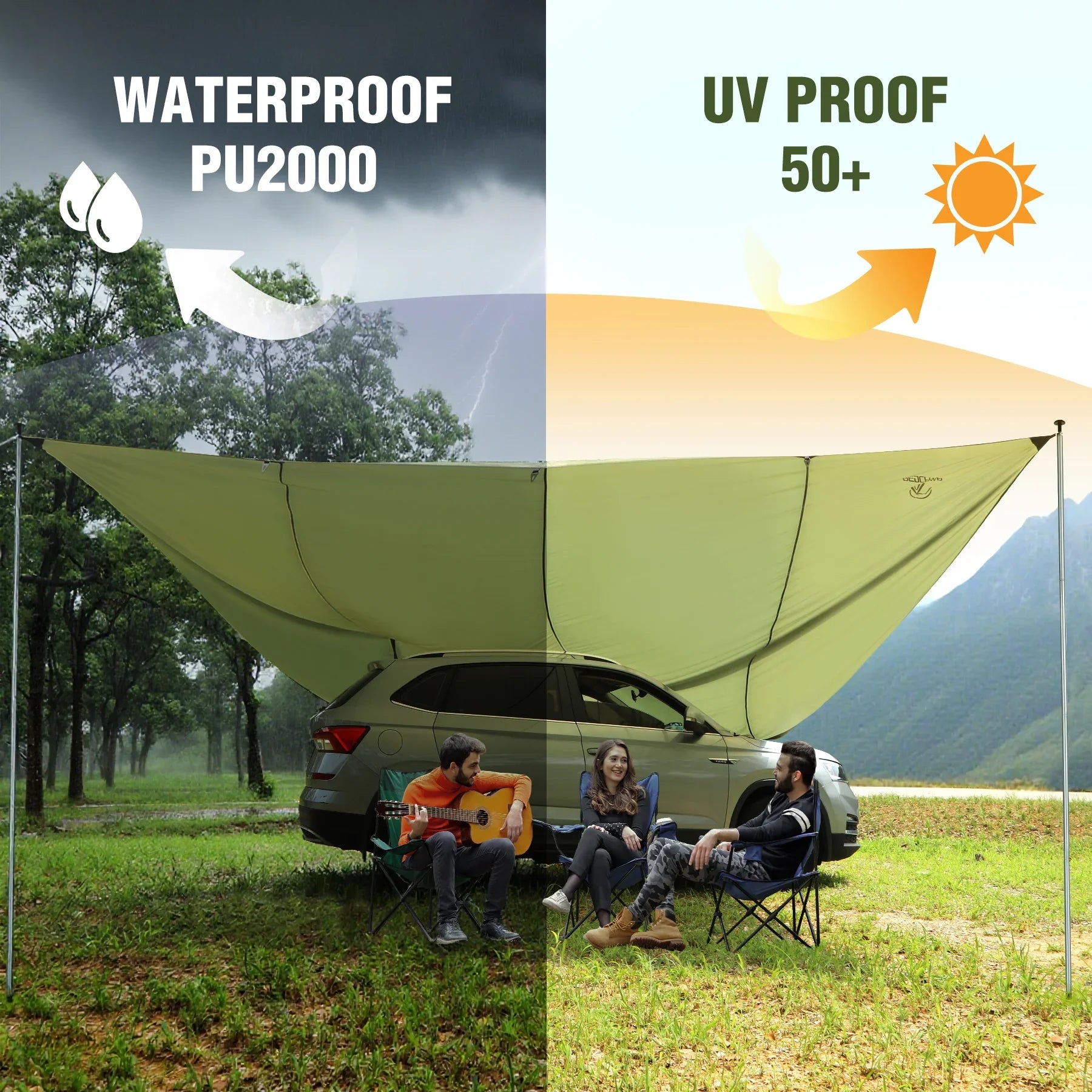 Car Awning Camping Tarp, 19x 17ft Shade