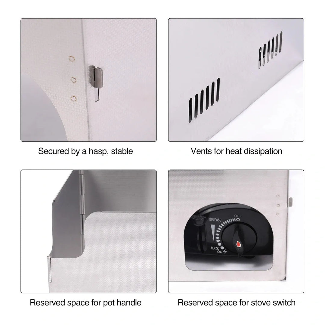 Folding Stainless Steel Stove Windscreen for Outdoor - Redcamp