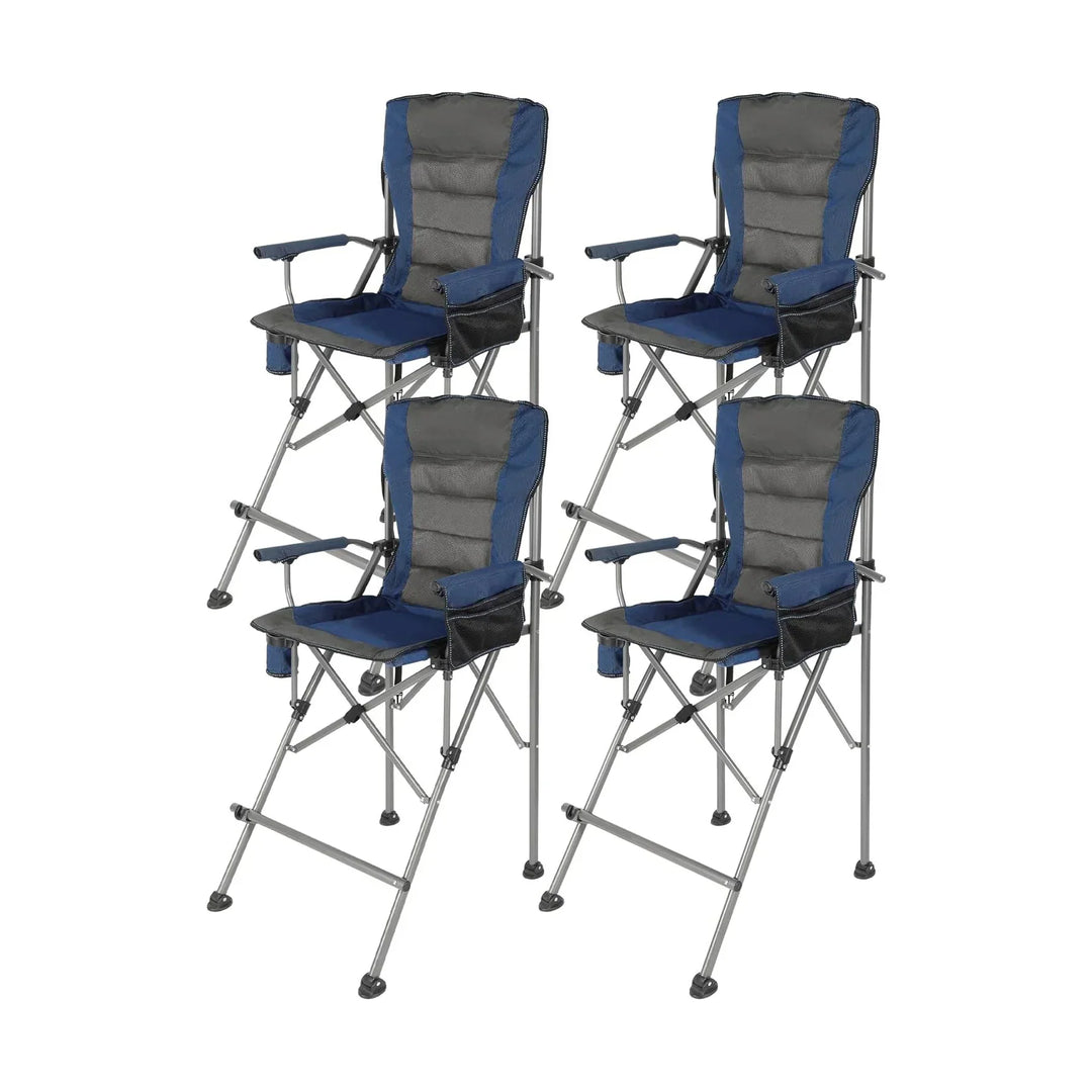 31-Inch Extra Tall Folding Chair, Tall Camping Chair with High Back, Hard Arms and Footrest