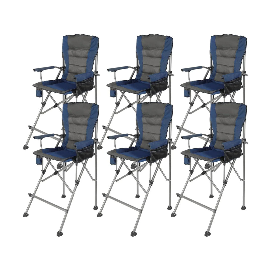 31-Inch Extra Tall Folding Chair, Tall Camping Chair with High Back, Hard Arms and Footrest