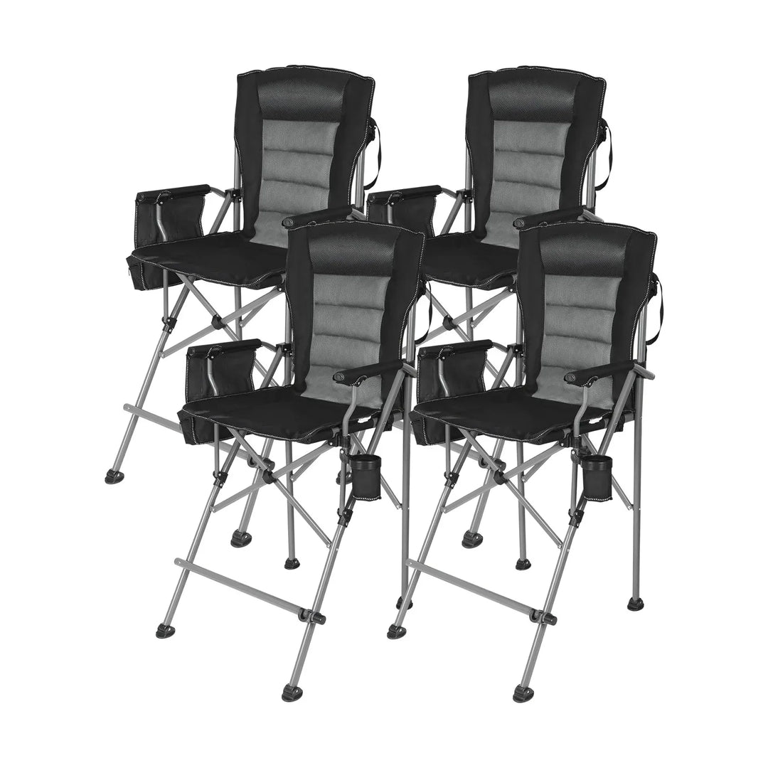 31-Inch Extra Tall Folding Chair, Tall Camping Chair with High Back, Hard Arms and Footrest