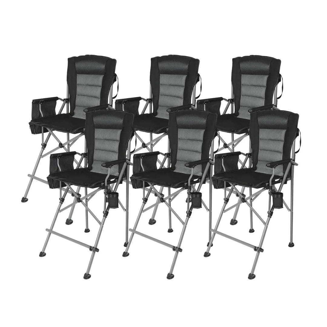 31-Inch Extra Tall Folding Chair, Tall Camping Chair with High Back, Hard Arms and Footrest