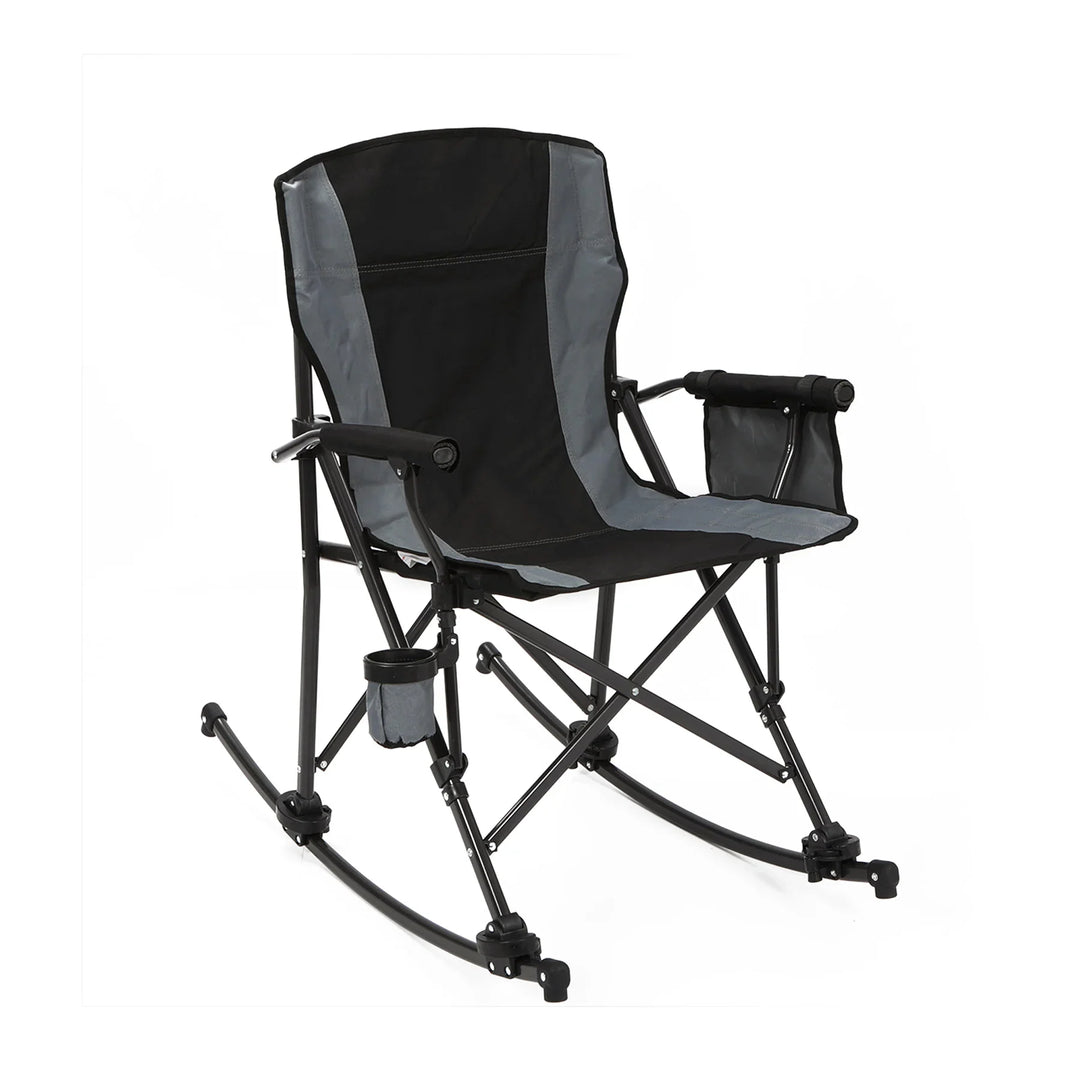 Rocking Camping Chair Portable Outdoor Rocker with High Back and Cup Holder