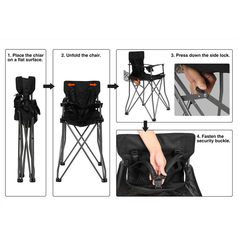 Portable High Chair for Babies and Toddlers, Camping High Chair with Tray, Space Saver for Travel, Camping, Picnic, Indoor Use