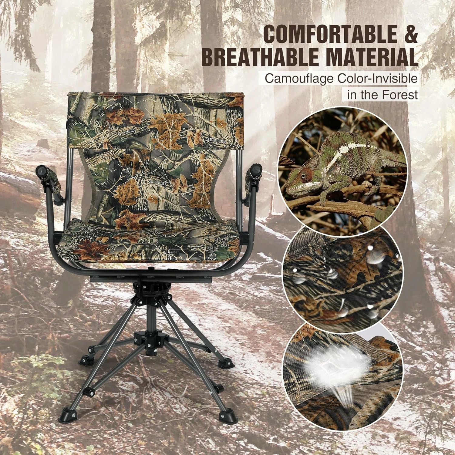 REDCAMP 360 Degree Swivel Camo Hunting Chair for Blinds