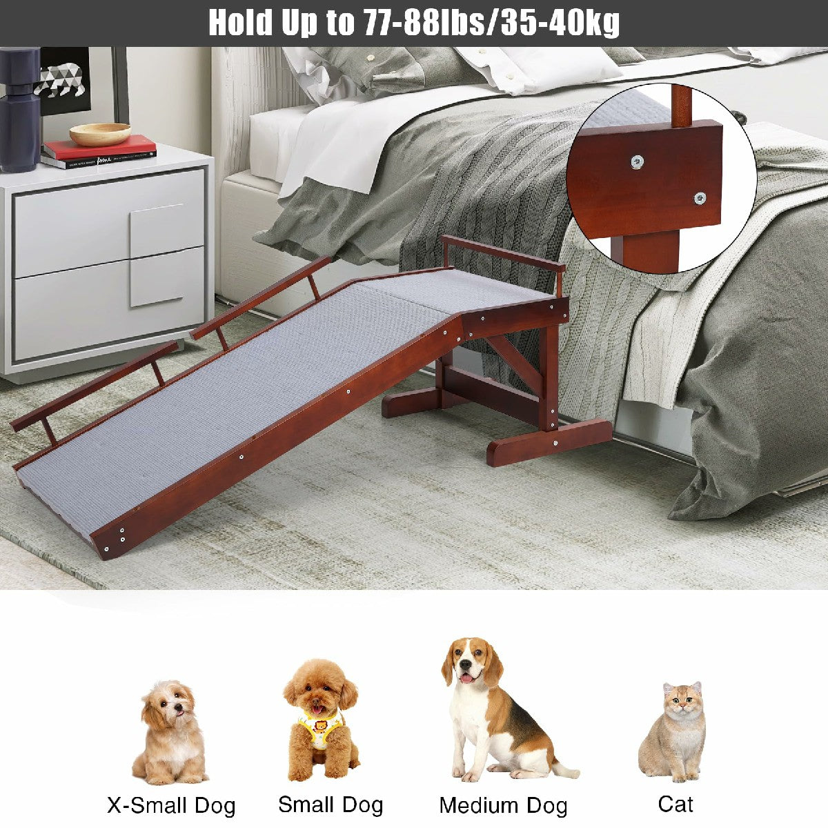 Extra Long Dog Ramp for Bed & Couch, Heavy Duty, Non-Slip