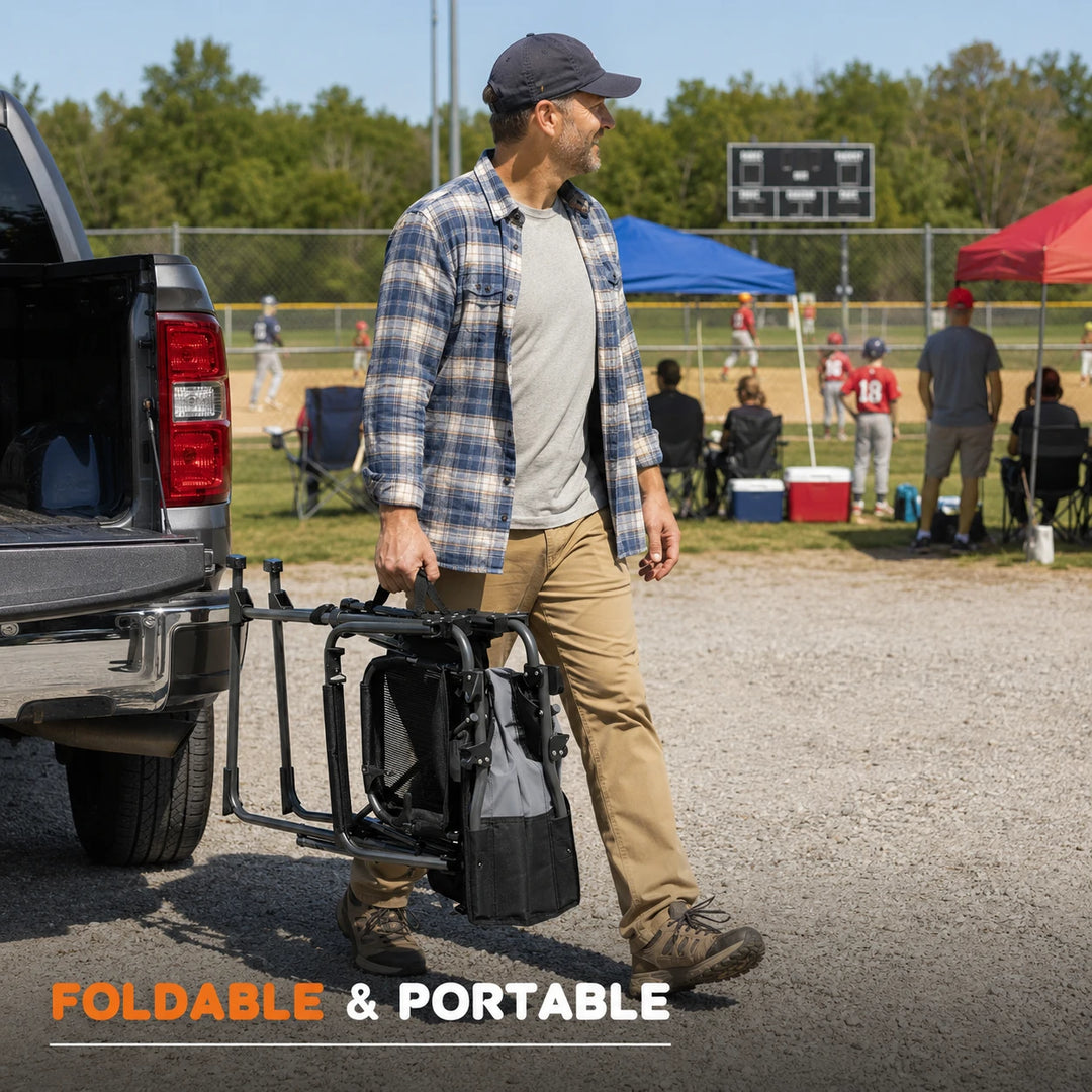 Extra Tall Folding Director Camping Chair with Side Table
