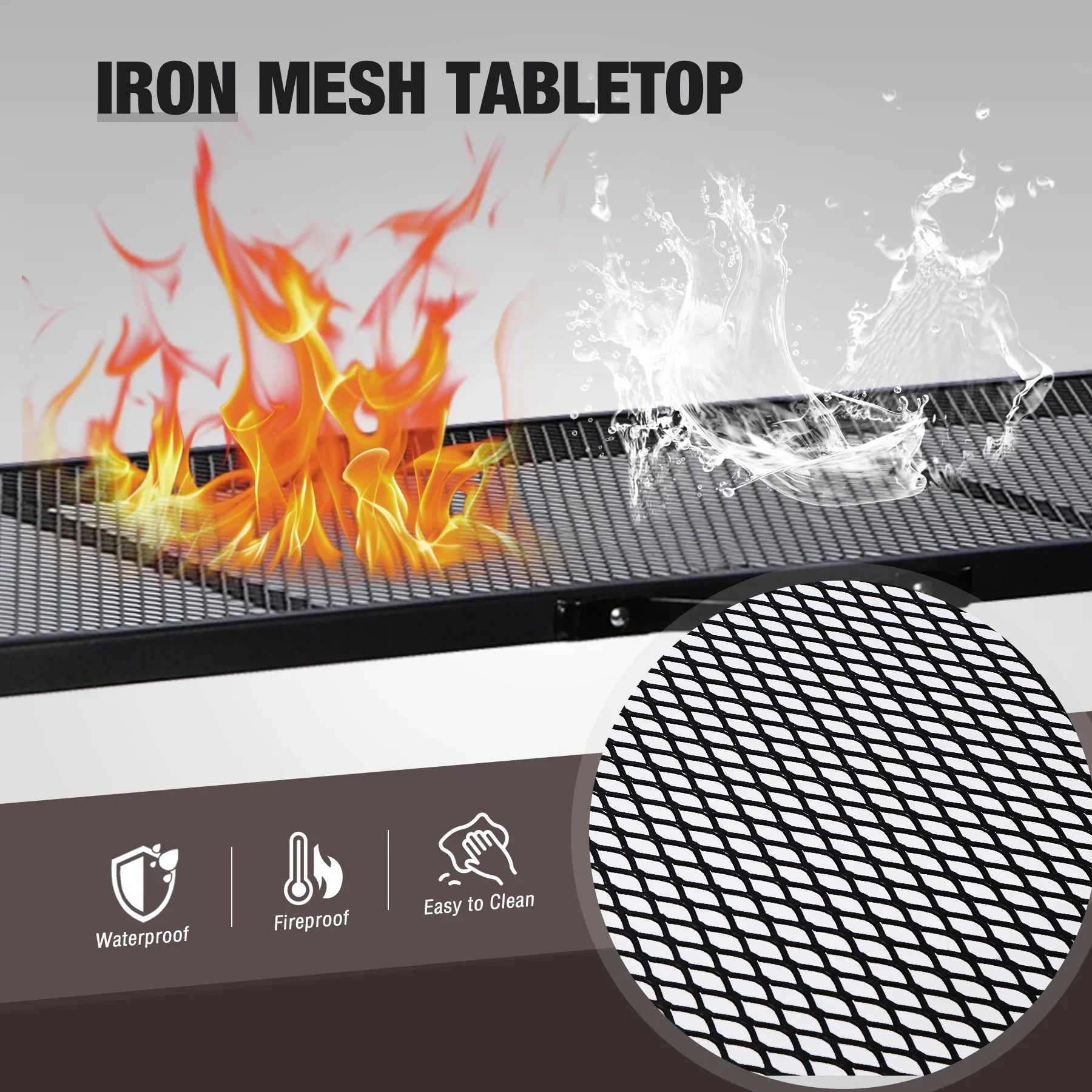 Folding Paito Bar Height Hot Tub Table with Waterproof Mesh Top