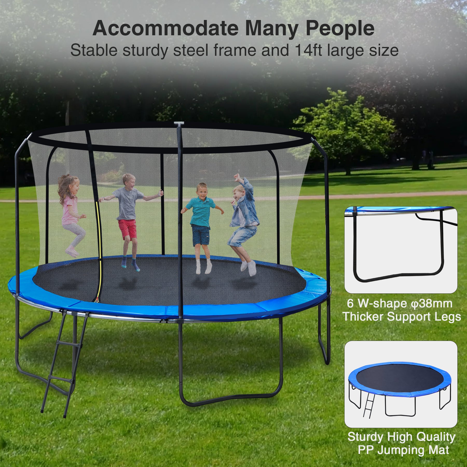 14' Round Outdoor Trampoline with Safety Enclosure