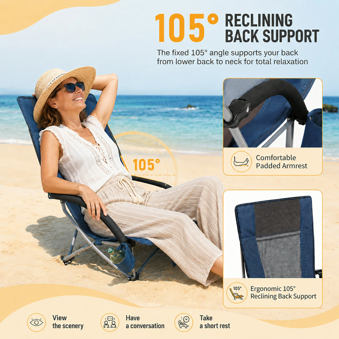 Low Beach Chair with High Back for Adults