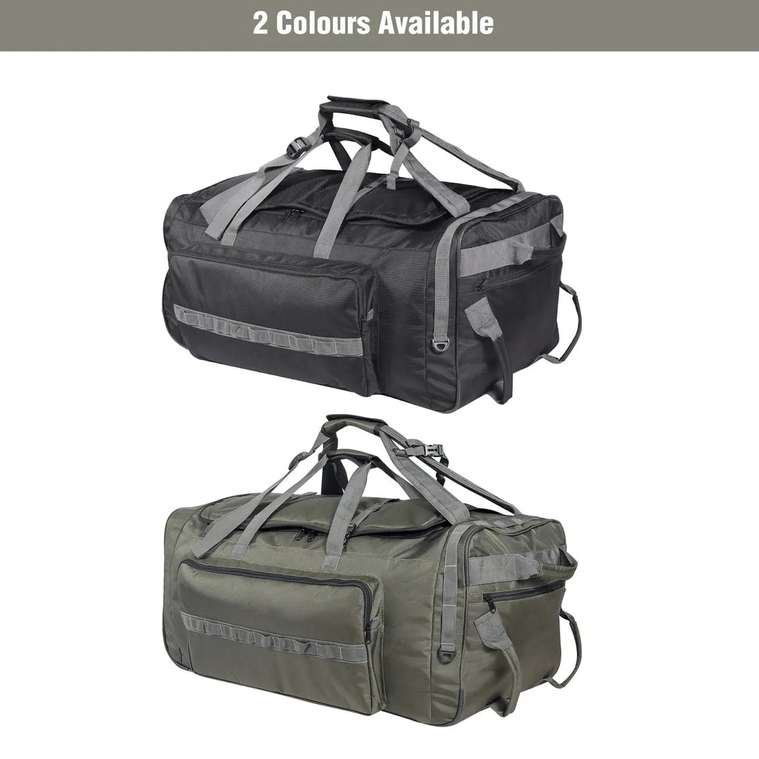 140L Tactical Duffle Bag with Wheels and Backpack Straps - Redcamp