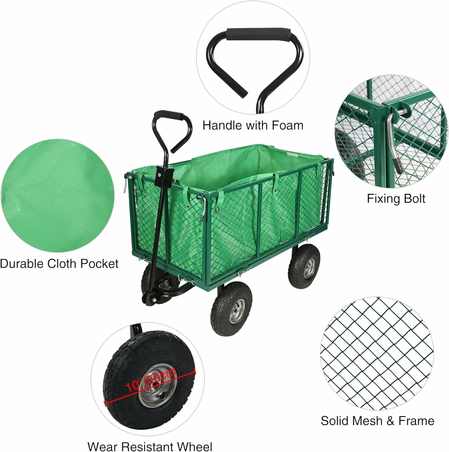 REDCAMP Garden Wagons Carts Heavy Duty Pullable