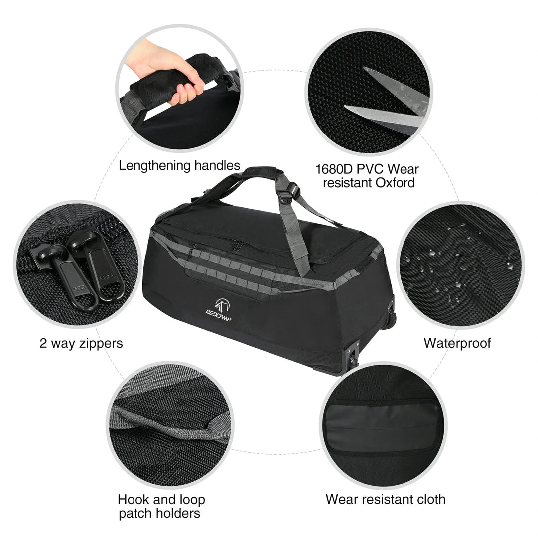 Large Duffle Bag with Wheels and Backpack Straps 100/120/140L - Redcamp