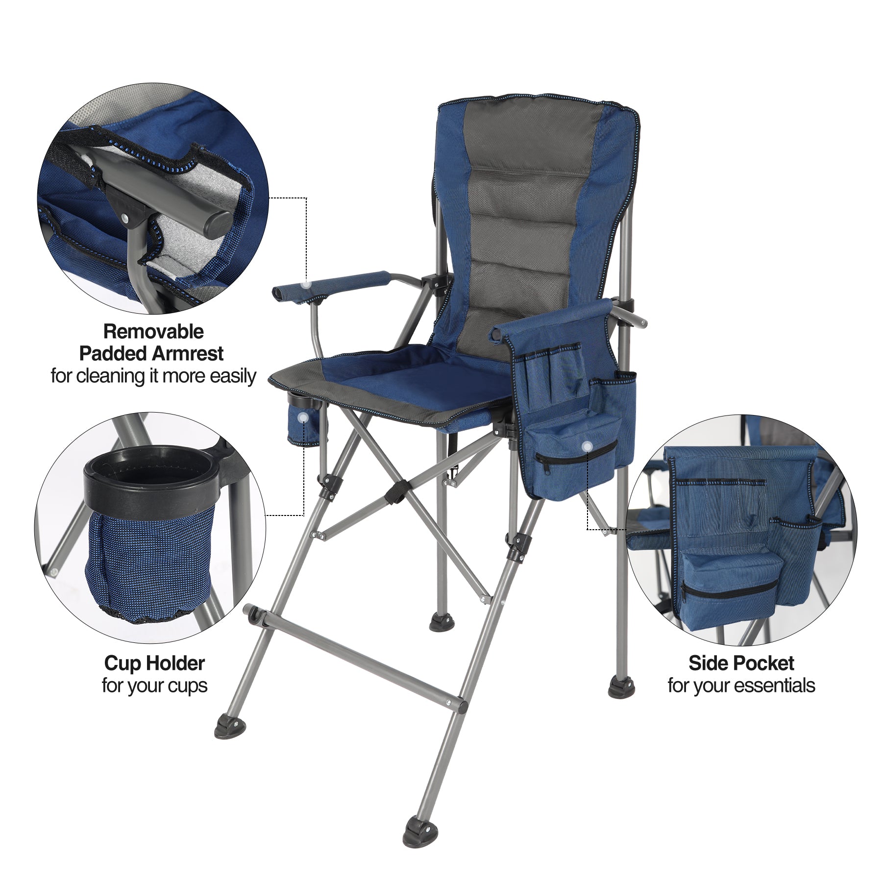 Extra Tall Folding Chair with High Back and Hard Arms