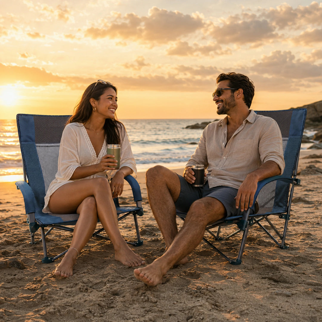 Low Beach Chair with High Back for Adults