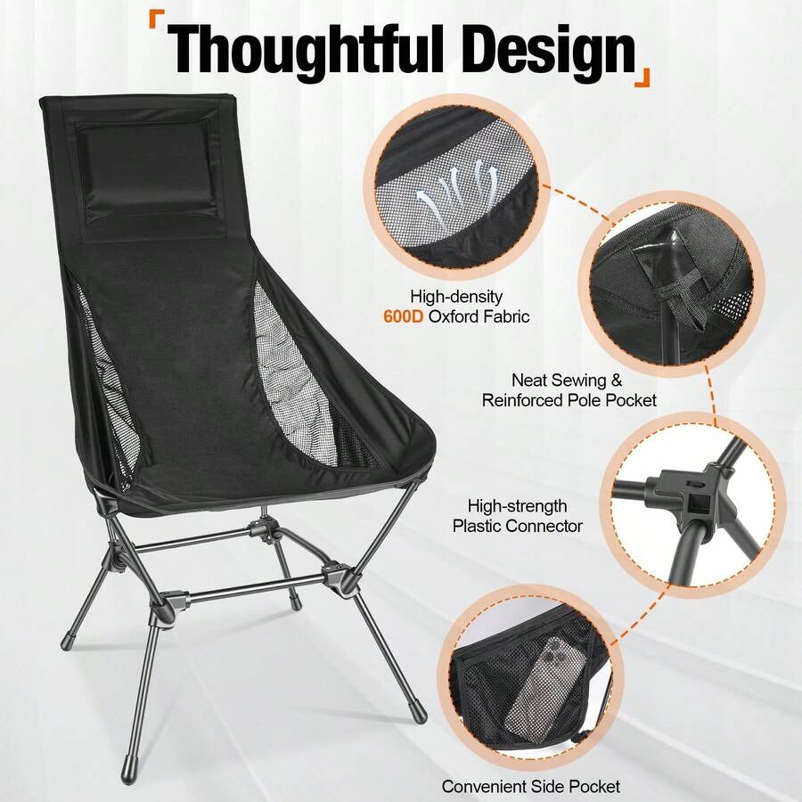 REDCAMP High Back Folding Camping Chair With Pillow