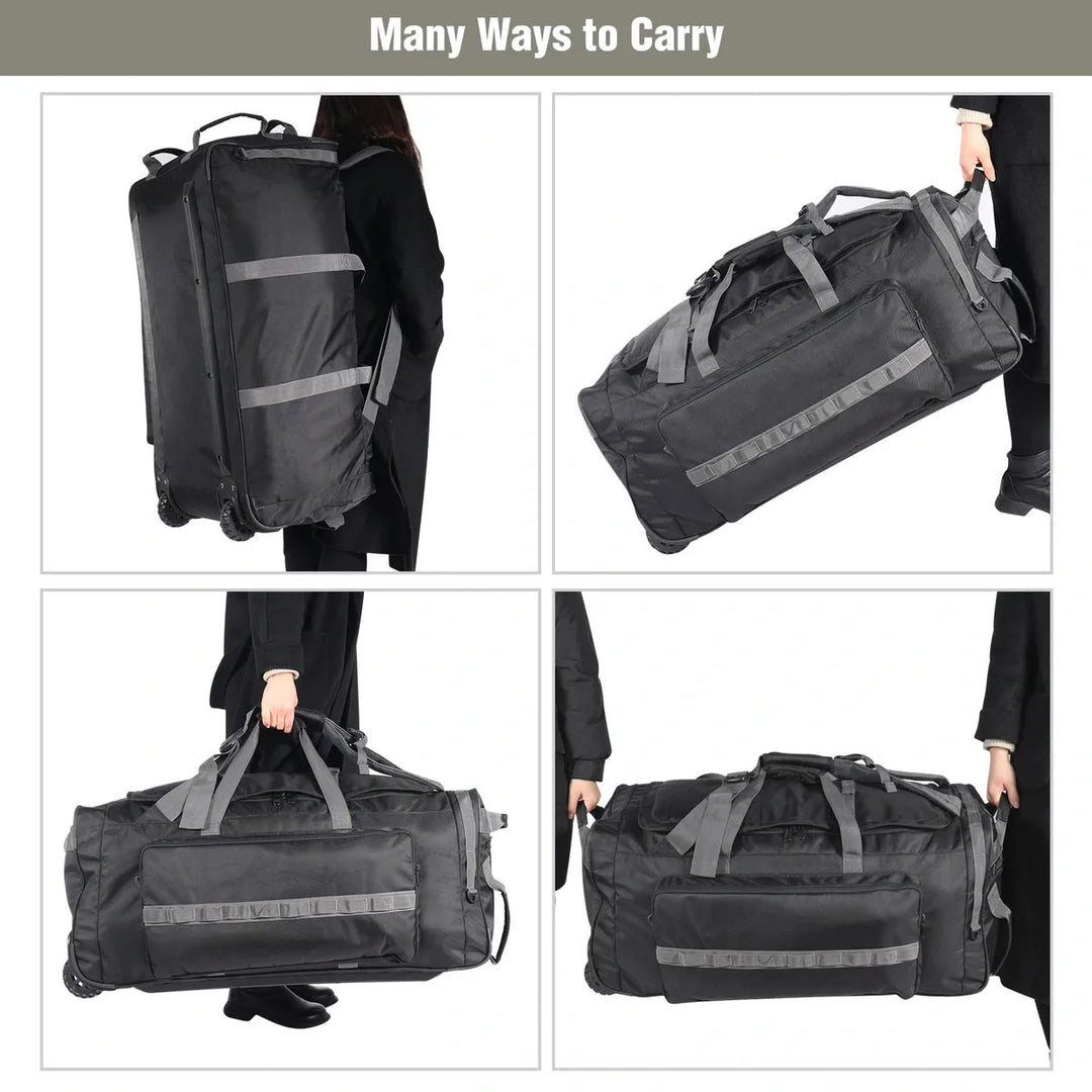 140L Tactical Duffle Bag with Wheels and Backpack Straps - Redcamp