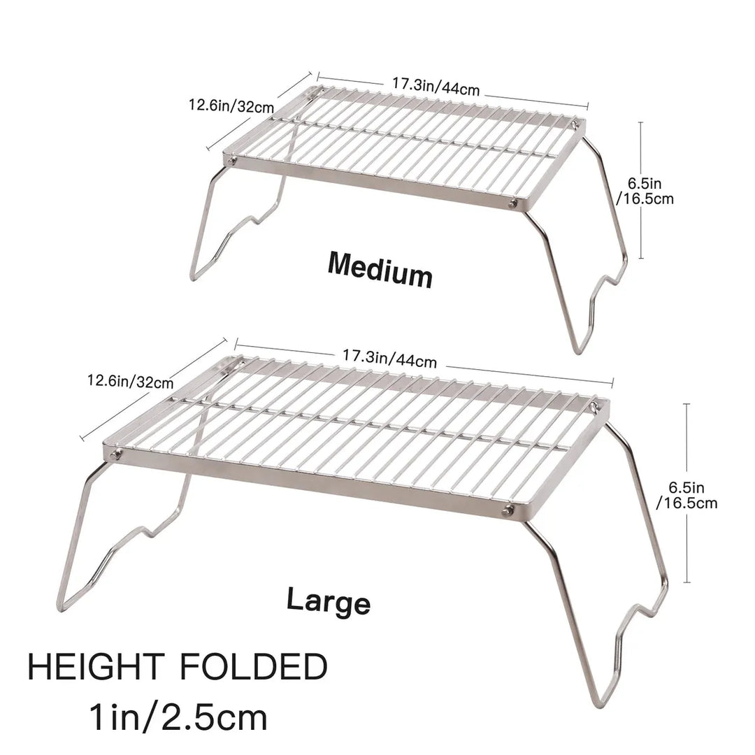 Portable Folding Campfire Grill 304 Stainless Steel Grate with Carrying Bag - Redcamp