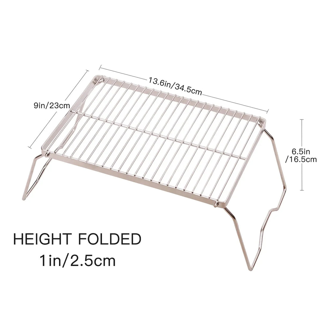 Portable Folding Campfire Grill 304 Stainless Steel Grate with Carrying Bag - Redcamp