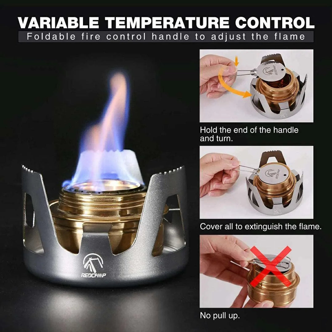 Mini Alcohol Stove with Aluminium Stand for Backpacking - Redcamp
