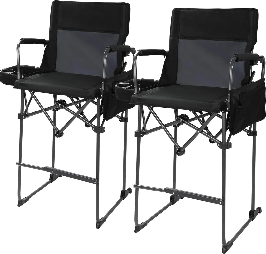 31-Inch Extra Tall Folding Chair, Tall Camping Chair with High Back, Hard Arms and Footrest