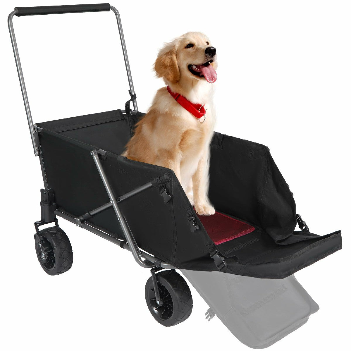 Folding Dog Wagon Cart with Extendable Rear End Heavy Duty