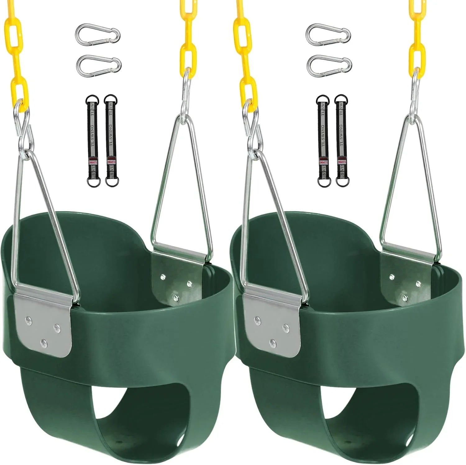 Kids High Back Bucket Swings with Coated Chains