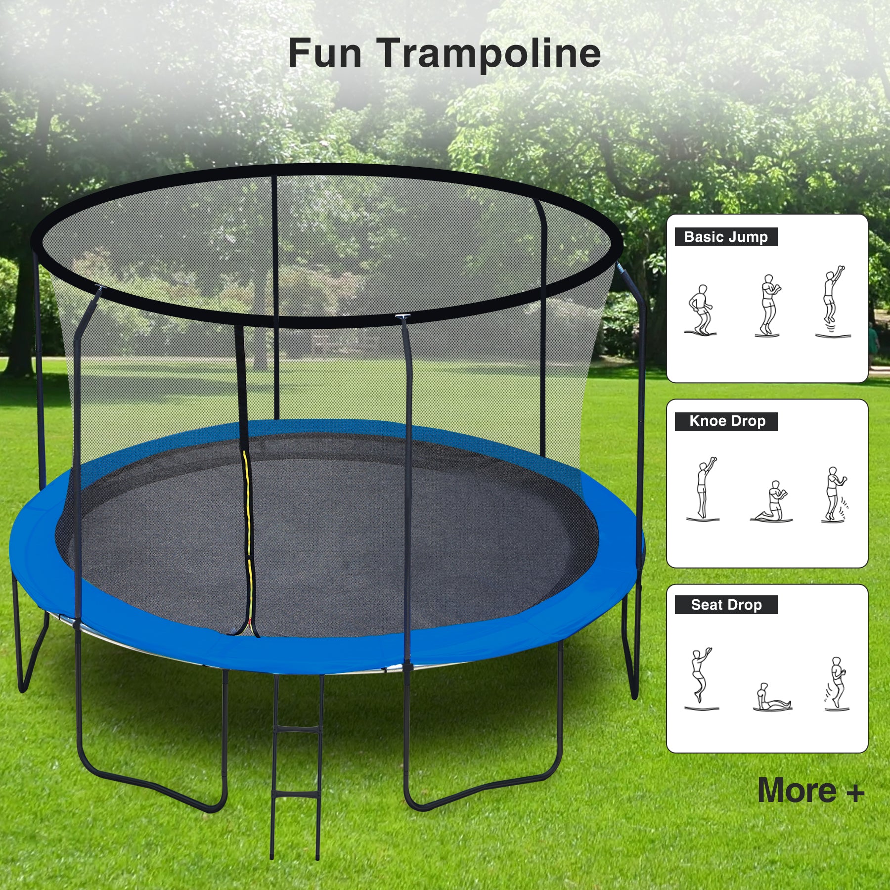 14' Round Outdoor Trampoline with Safety Enclosure