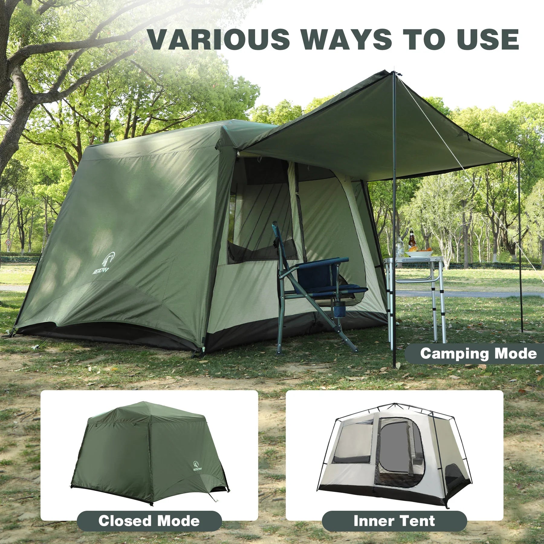 canvas family tent REDCAMP Large 6/8 Person Family Tent with Rainfly & Windproof – Redcamp