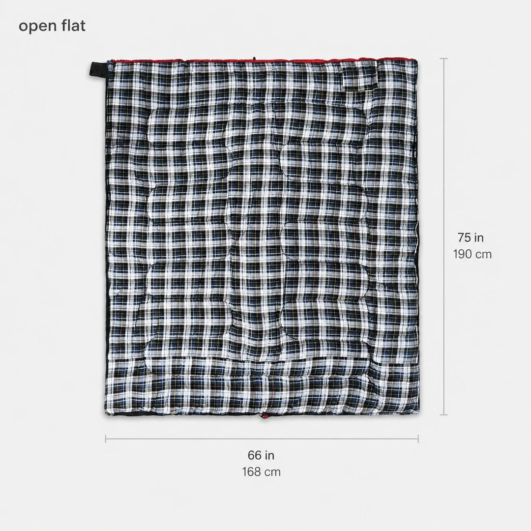 Cotton Flannel Rectangular Sleeping Bag 32–77°F