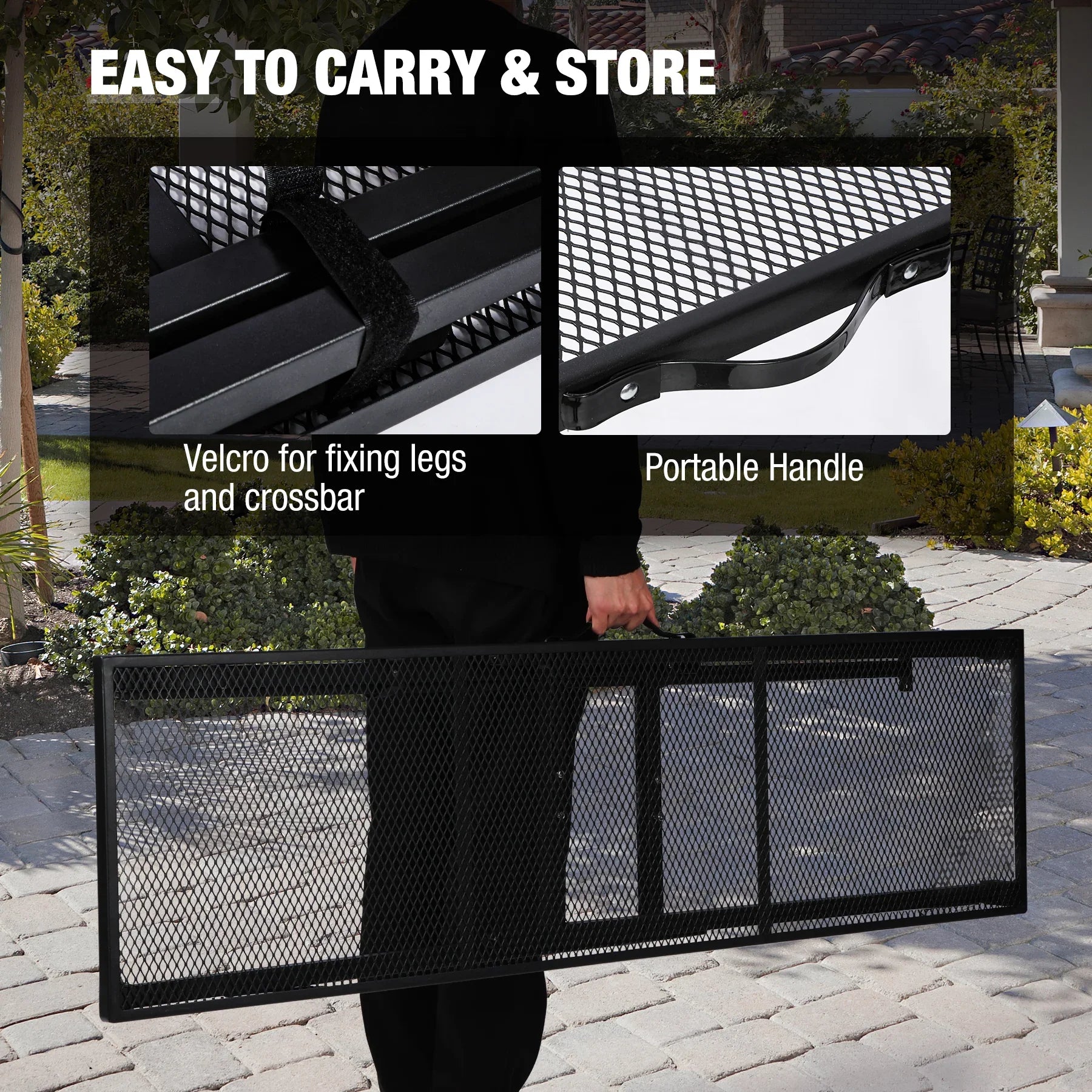 Folding Paito Bar Height Hot Tub Table with Waterproof Mesh Top