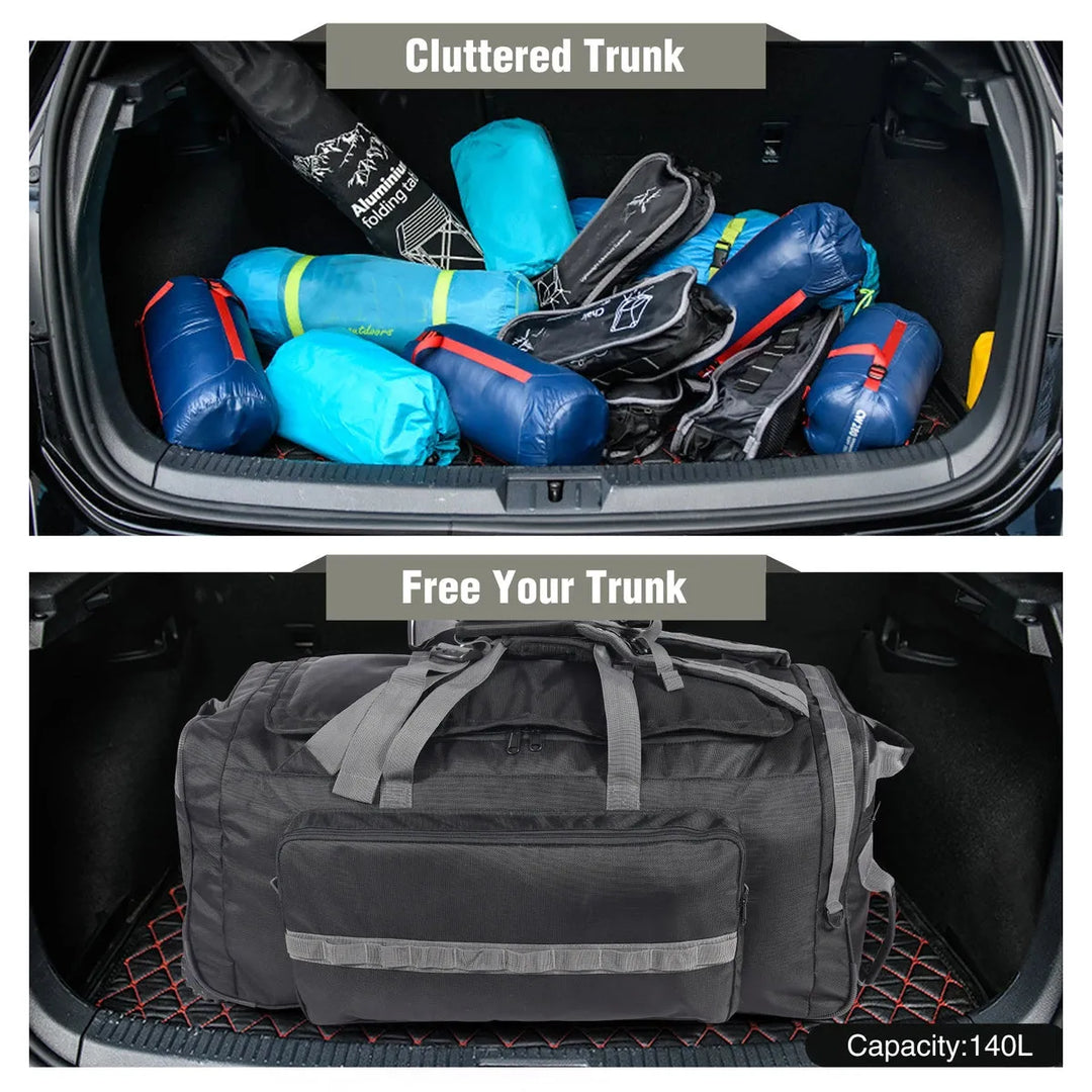 140L Tactical Duffle Bag with Wheels and Backpack Straps - Redcamp