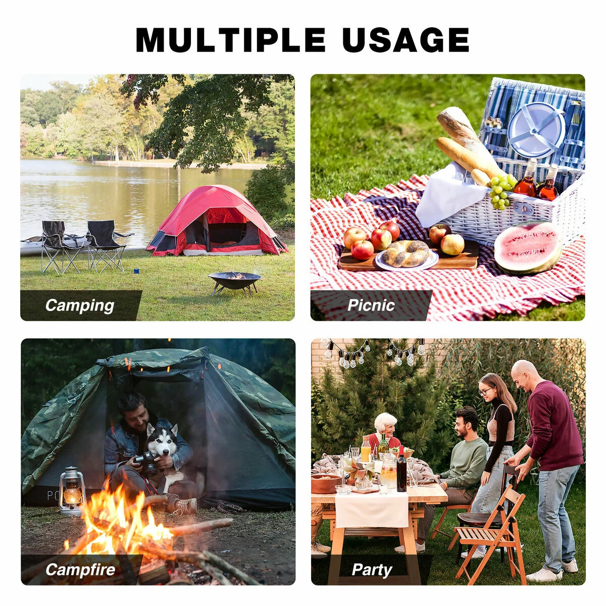 Swivel Campfire Grill Grate with Lamp Holder