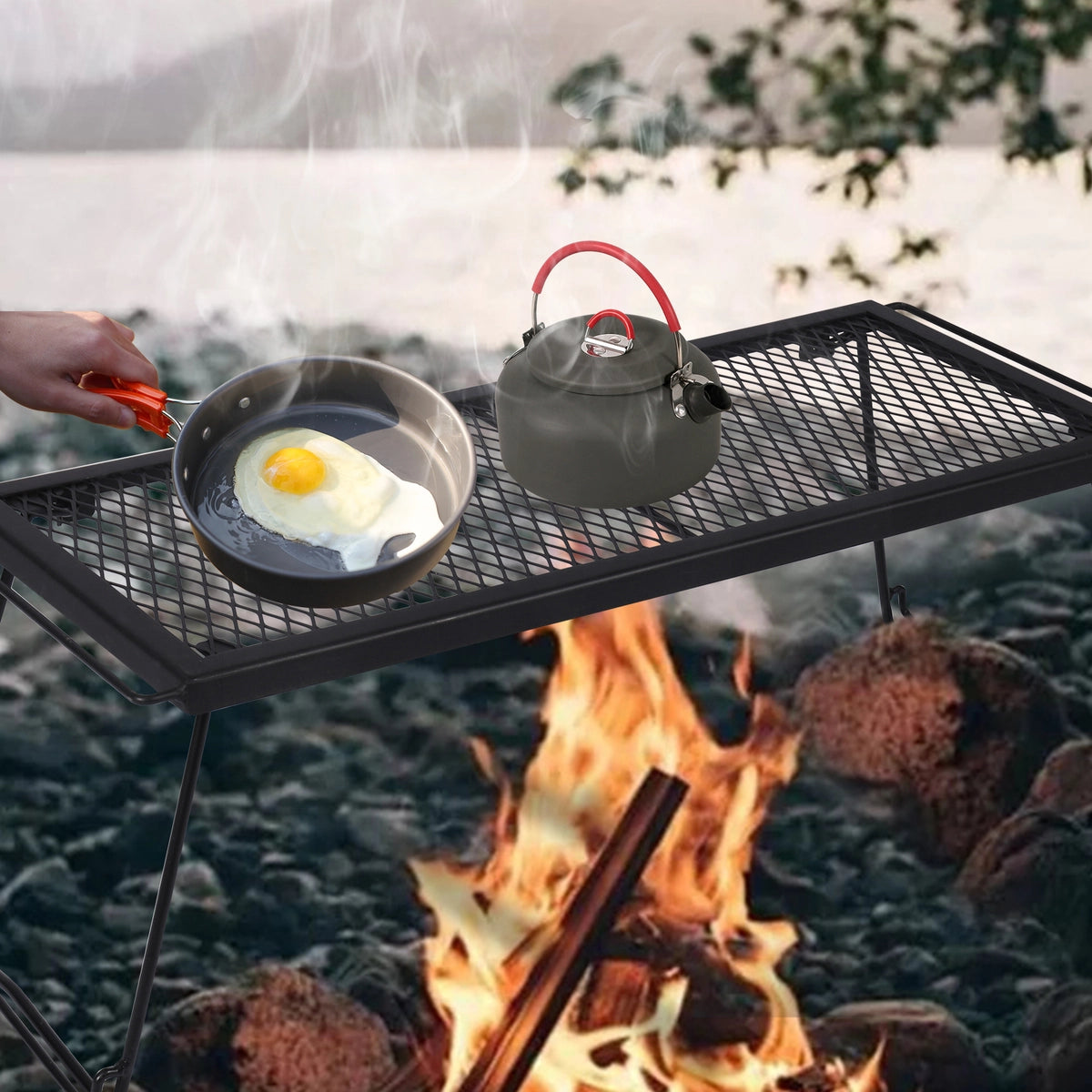 4Pcs Campfire Cooking Grill Stackable Storage Rack